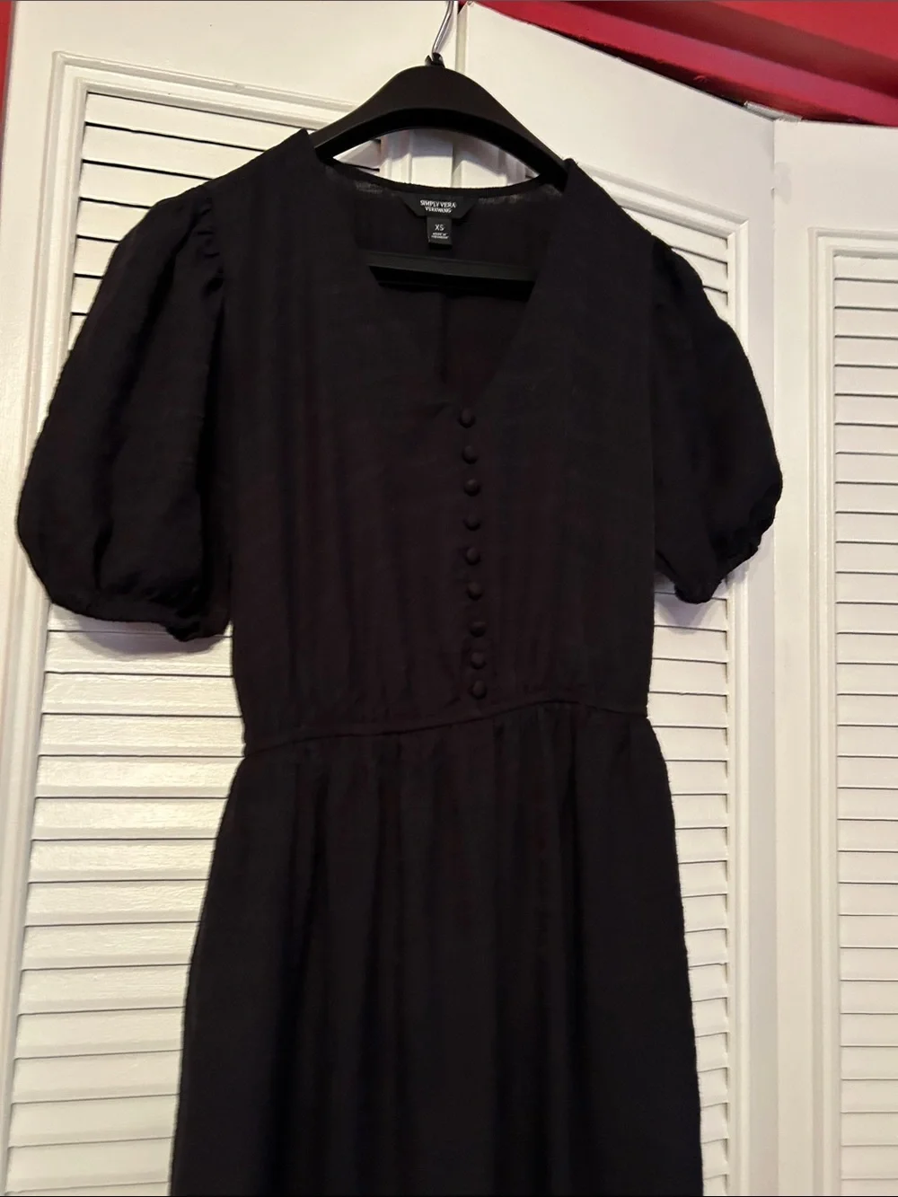 Women Black Puff-Sleeve Maxi Dress long black size XS